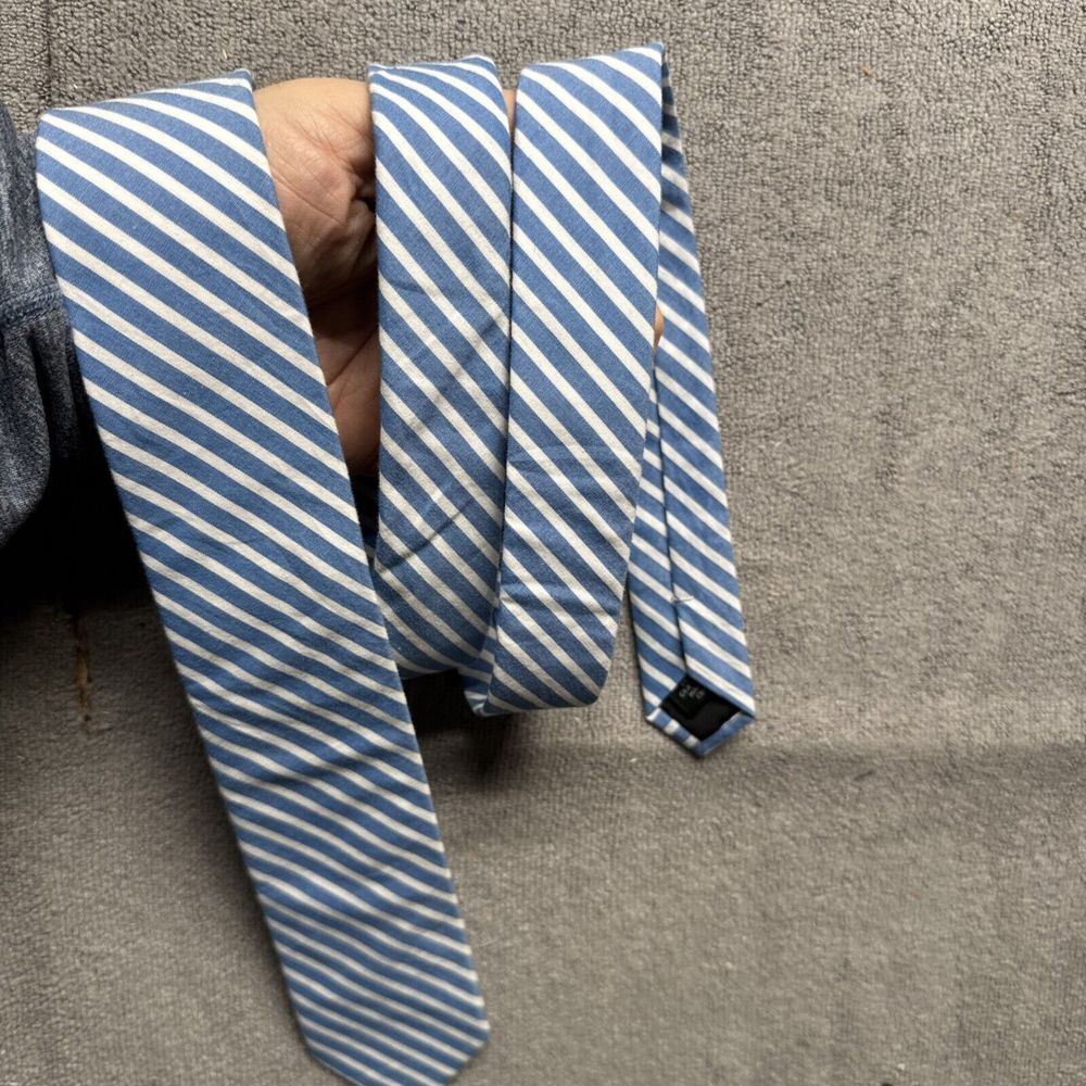 J. Crew Cotton Tie Chambray Blue Stripe University Regimental Preppy Classic